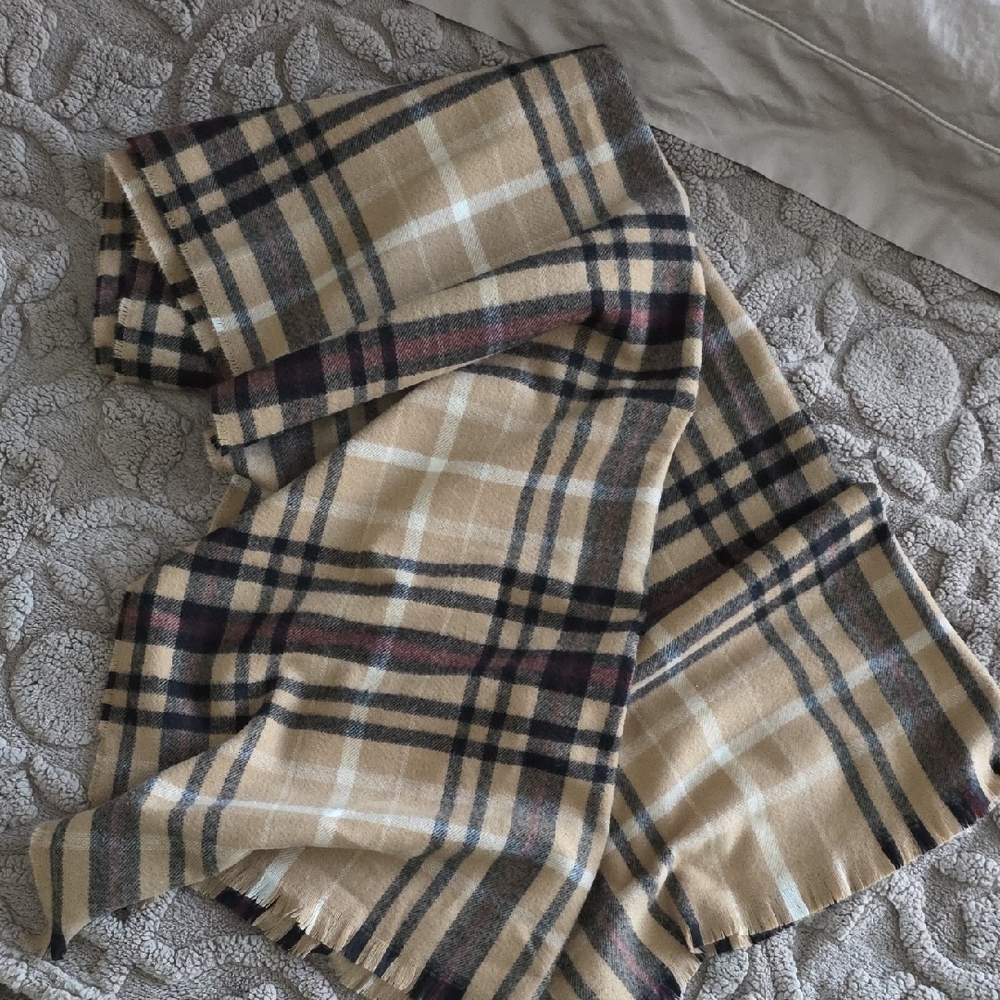 Banana Republic Tan and Black Plaid Scarf